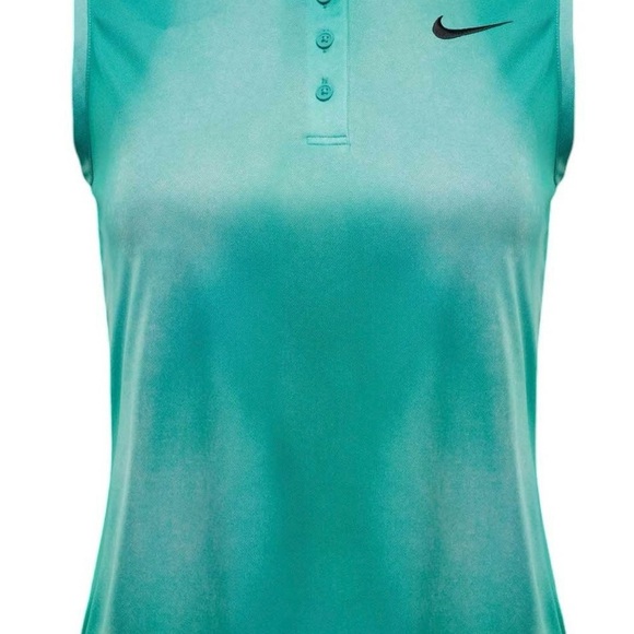 Women’s Nike Golf Green Sleeveless Dri-Fit Victory Printed Polo Shirt Medium NWT - Picture 4 of 5
